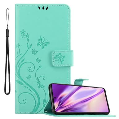 Samsung Galaxy M53 5G lommebokdeksel Blomster (turkis)