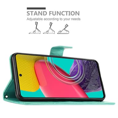 Samsung Galaxy M53 5G lommebokdeksel Blomster (turkis)