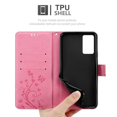 Oppo A16s / A54s lommebokdeksel Blomster (rosa)