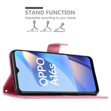 Oppo A16s / A54s lommebokdeksel Blomster (rosa)