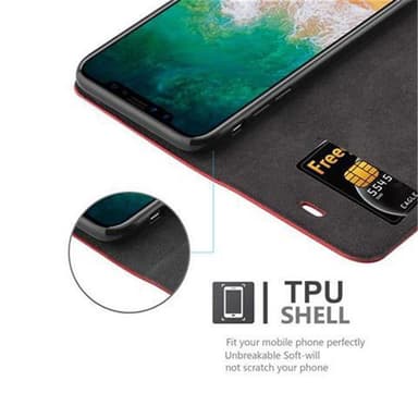 iPhone X / XS lommebokdeksel case (rød)
