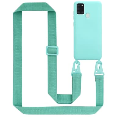 Deksel Samsung Galaxy A21s med Halskjede (turkis)