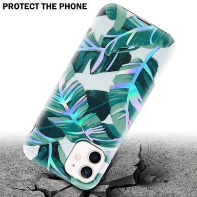 iPhone 12 / 12 PRO lommebokdeksel Blomster (hvit)