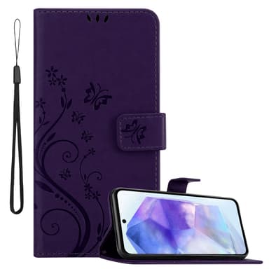 Samsung Galaxy A55 lommebokdeksel Blomster (Lilla)