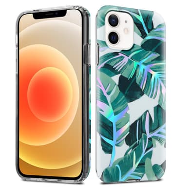 iPhone 12 / 12 PRO lommebokdeksel Blomster (hvit)