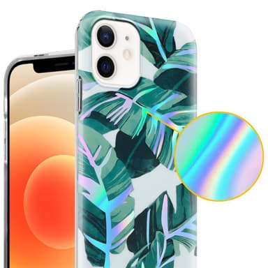 iPhone 12 / 12 PRO lommebokdeksel Blomster (hvit)