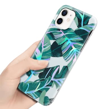 iPhone 12 / 12 PRO lommebokdeksel Blomster (hvit)