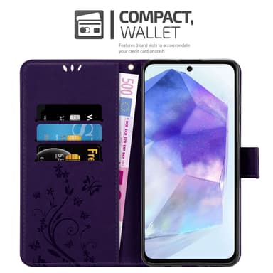 Samsung Galaxy A55 lommebokdeksel Blomster (Lilla)