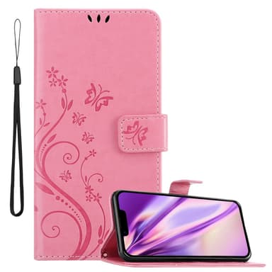 iPhone 14 PLUS lommebokdeksel Blomster (rosa)