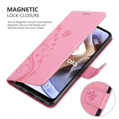 Motorola MOTO G31 / G41 lommebokdeksel Blomster (rosa)