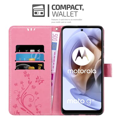 Motorola MOTO G31 / G41 lommebokdeksel Blomster (rosa)
