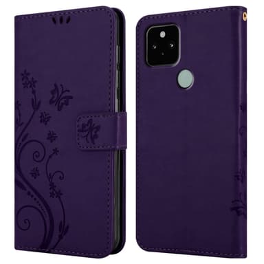 Google PIXEL 5 lommebokdeksel Blomster (Lilla)