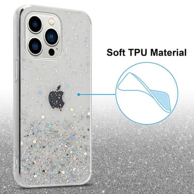 iPhone 14 PRO MAX Silikondeksel Glitter (gjennomsiktig)