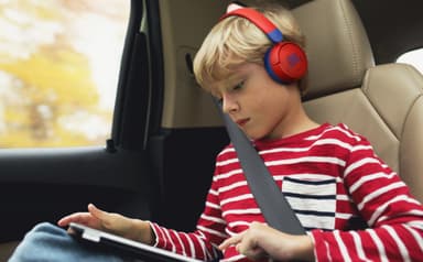 JBL Jr. 310 on-ear hodetelefoner (rød/blå)