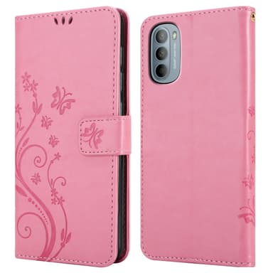 Motorola MOTO G31 / G41 lommebokdeksel Blomster (rosa)