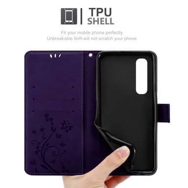Oppo FIND X2 lommebokdeksel Blomster (Lilla)