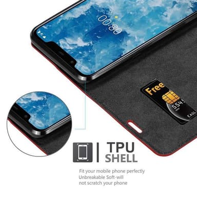 Nokia 7.1 PLUS / X7 lommebokdeksel case (rød)