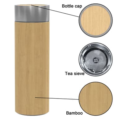 Termosflaske Termos Te Kaffekanne i bambus 350ml