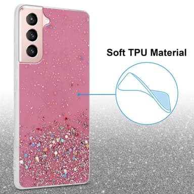 Samsung Galaxy S21 5G Silikondeksel Glitter (rosa)