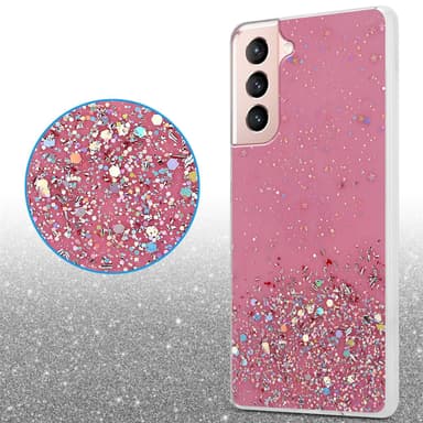 Samsung Galaxy S21 5G Silikondeksel Glitter (rosa)