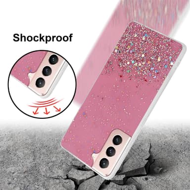 Samsung Galaxy S21 5G Silikondeksel Glitter (rosa)