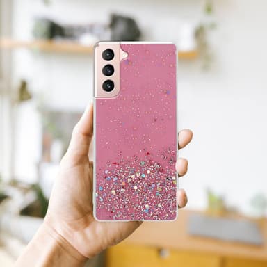 Samsung Galaxy S21 5G Silikondeksel Glitter (rosa)