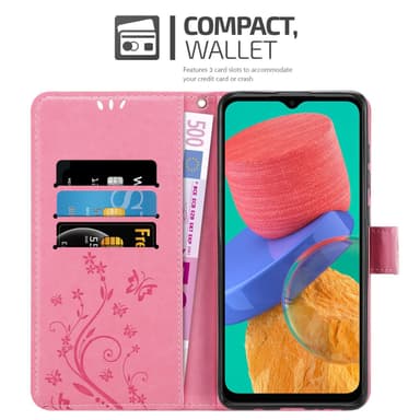 Samsung Galaxy M33 5G lommebokdeksel Blomster (rosa)