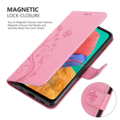 Samsung Galaxy M33 5G lommebokdeksel Blomster (rosa)