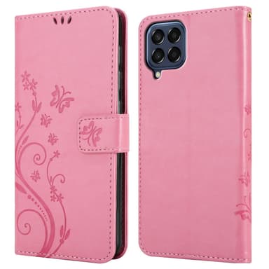 Samsung Galaxy M33 5G lommebokdeksel Blomster (rosa)