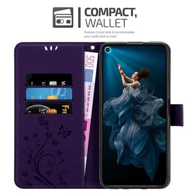 Honor 20 PRO lommebokdeksel Blomster (lilla)