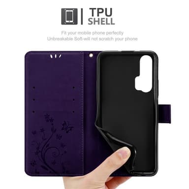 Honor 20 PRO lommebokdeksel Blomster (lilla)