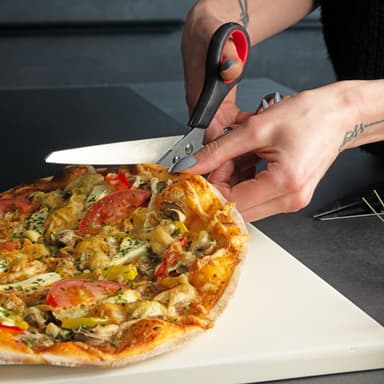 2-i-1 Pizzasaks med pizzakutter i rustfritt stål