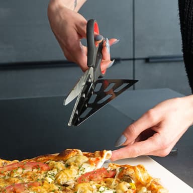 2-i-1 Pizzasaks med pizzakutter i rustfritt stål