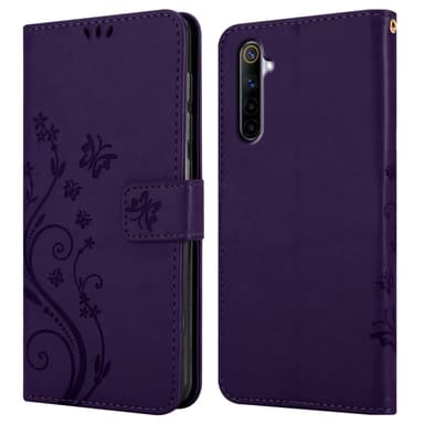 Realme 6 4G / 6s lommebokdeksel Blomster (lilla)