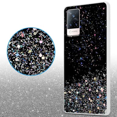 Vivo V21 4G / 5G Silikondeksel Glitter (Svart)