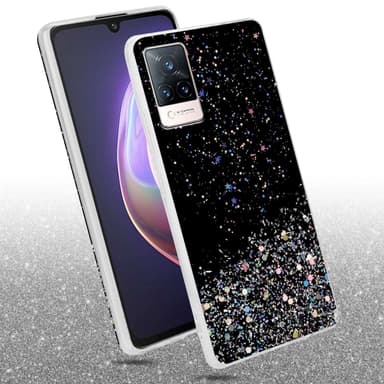 Vivo V21 4G / 5G Silikondeksel Glitter (Svart)