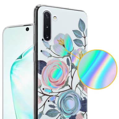 Samsung Galaxy NOTE 10 lommebokdeksel Blomster (hvit)