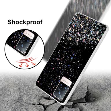 Vivo V21 4G / 5G Silikondeksel Glitter (Svart)