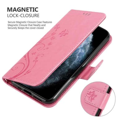 iPhone 11 PRO MAX lommebokdeksel Blomster (rosa)