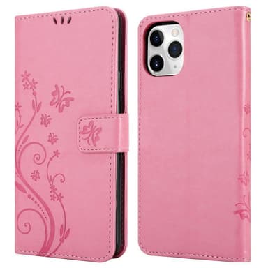 iPhone 11 PRO MAX lommebokdeksel Blomster (rosa)