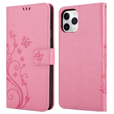 iPhone 11 PRO MAX lommebokdeksel Blomster (rosa)
