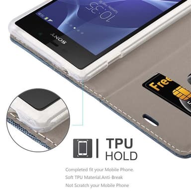 Sony Xperia M2 / M2 AQUA lommebokdeksel etui (blå)