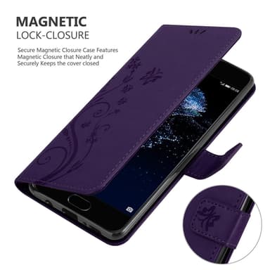 Huawei P10 PLUS lommebokdeksel Blomster (lilla)