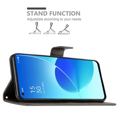 Oppo Reno6 5G lommebokdeksel Blomster (grå)