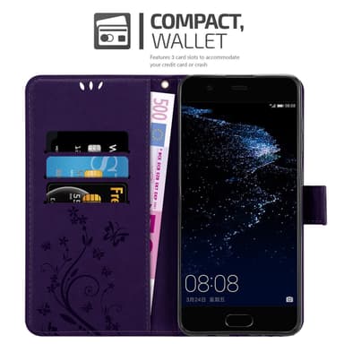 Huawei P10 PLUS lommebokdeksel Blomster (lilla)