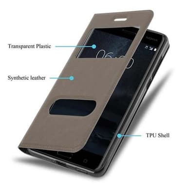 Nokia 6 2017 lommebokdeksel cover (brun)