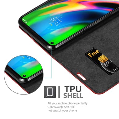Motorola MOTO G9 PLUS lommebokdeksel case (rød)