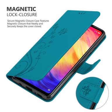 Xiaomi RedMi NOTE 7 lommebokdeksel Blomster (blå)