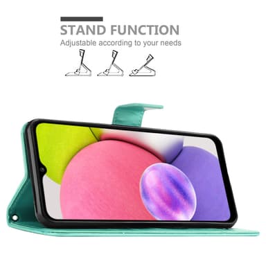 Samsung Galaxy A03s lommebokdeksel Blomster (turkis)