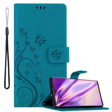 Samsung Galaxy NOTE 10 lommebokdeksel Blomster (blå)